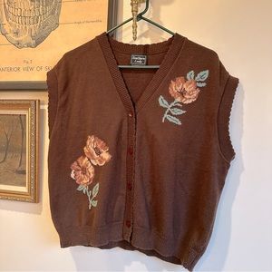 Coastal Grandma (southern lady?!) floral sweater vest and a gorg butterfly top